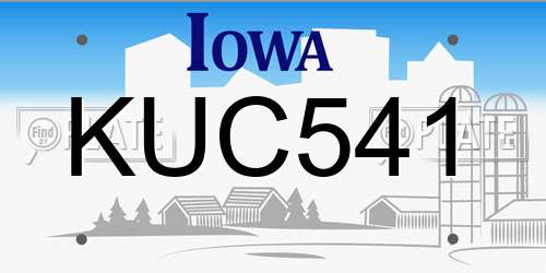KUC541 Iowa License Plate