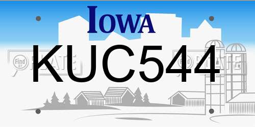 KUC544 Iowa License Plate