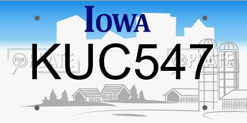 KUC547 Iowa License Plate