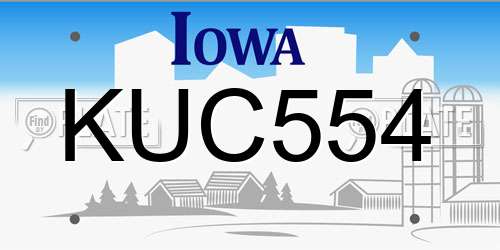 KUC554 Iowa License Plate