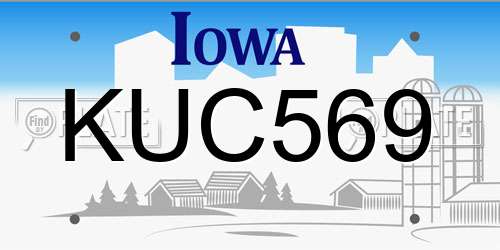 KUC569 Iowa License Plate