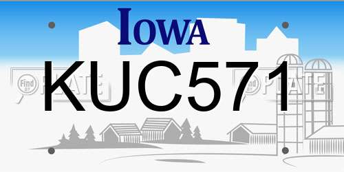 KUC571 Iowa License Plate