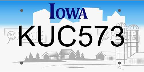 KUC573 Iowa License Plate
