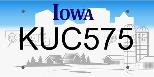 KUC575 Iowa License Plate