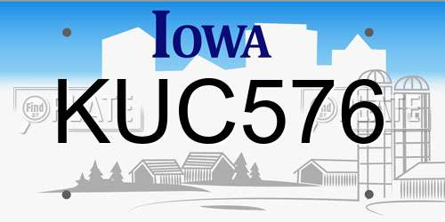 KUC576 Iowa License Plate