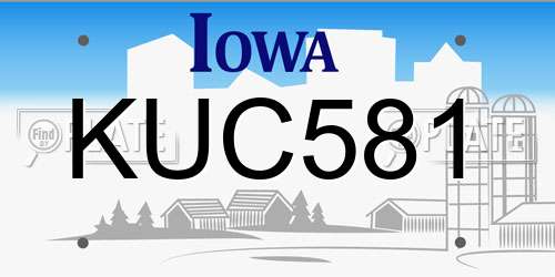 KUC581 Iowa License Plate