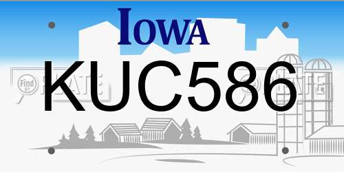 KUC586 Iowa License Plate