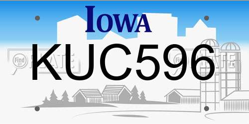 KUC596 Iowa License Plate