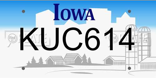 KUC614 Iowa License Plate