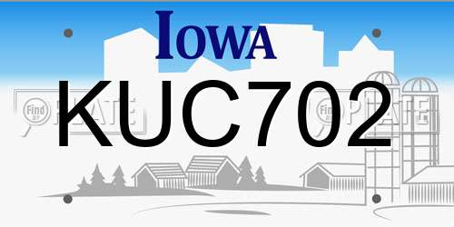KUC702 Iowa License Plate