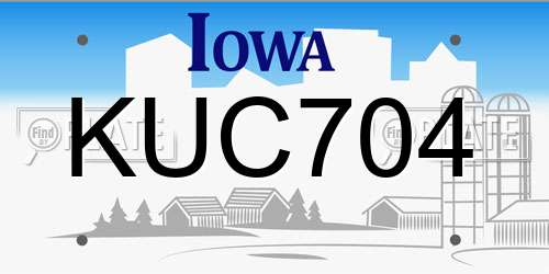 KUC704 Iowa License Plate
