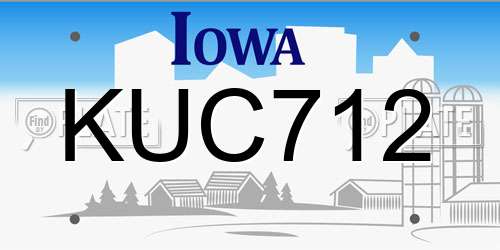 KUC712 Iowa License Plate