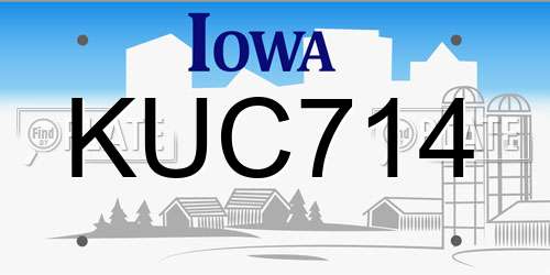 KUC714 Iowa License Plate