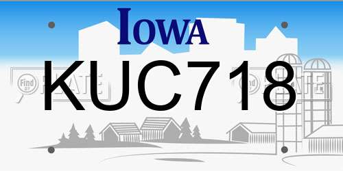 KUC718 Iowa License Plate