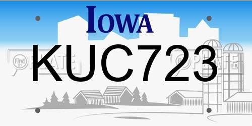 KUC723 Iowa License Plate