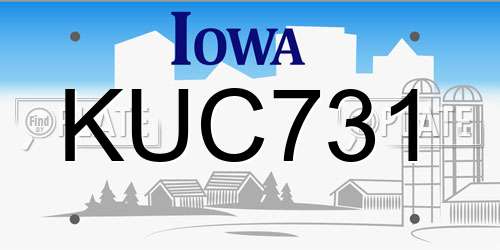KUC731 Iowa License Plate