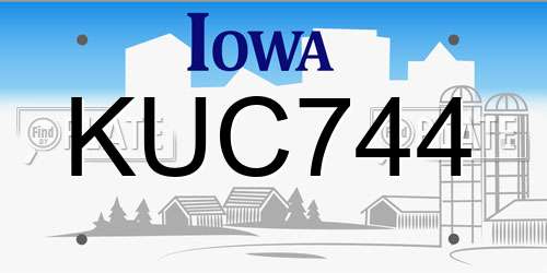 KUC744 Iowa License Plate