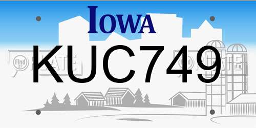 KUC749 Iowa License Plate