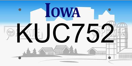 KUC752 Iowa License Plate