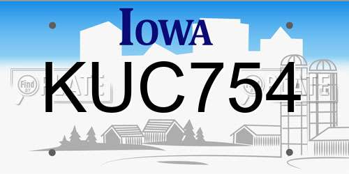 KUC754 Iowa License Plate