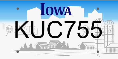 KUC755 Iowa License Plate
