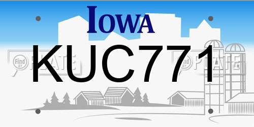 KUC771 Iowa License Plate