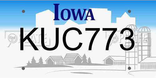 KUC773 Iowa License Plate