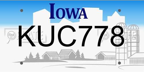 KUC778 Iowa License Plate