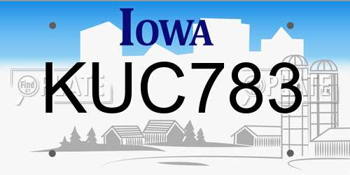 KUC783 Iowa License Plate