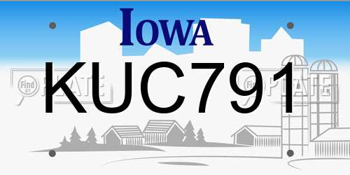 KUC791 Iowa License Plate