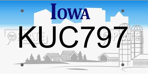 KUC797 Iowa License Plate