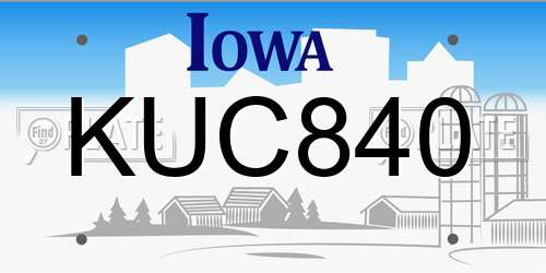 KUC840 Iowa License Plate