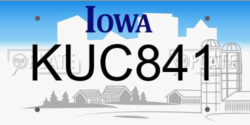 KUC841 Iowa License Plate
