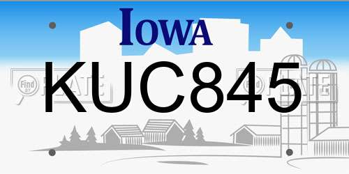 KUC845 Iowa License Plate