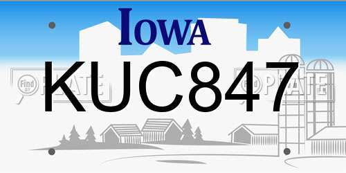 KUC847 Iowa License Plate