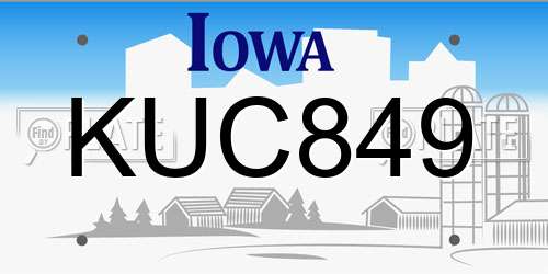 KUC849 Iowa License Plate
