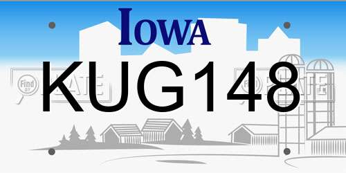 KUG148 Iowa License Plate