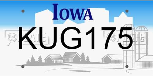 KUG175 Iowa License Plate