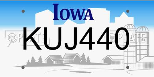 KUJ440 Iowa License Plate