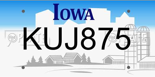KUJ875 Iowa License Plate
