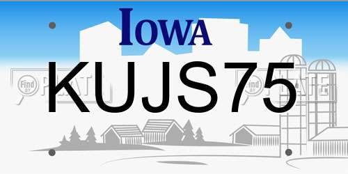 KUJS75 Iowa License Plate