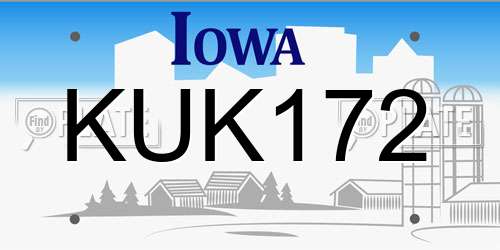 KUK172 Iowa License Plate