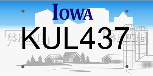 KUL437 Iowa License Plate