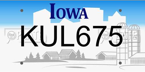 KUL675 Iowa License Plate