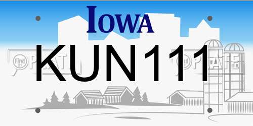 KUN111 Iowa License Plate
