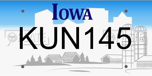KUN145 Iowa License Plate