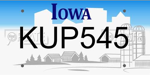 KUP545 Iowa License Plate