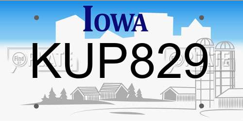 KUP829 Iowa License Plate