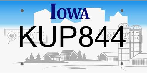 KUP844 Iowa License Plate