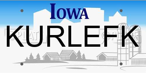 KURLEFK Iowa License Plate